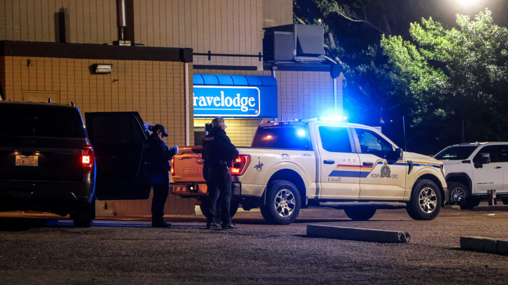 Photos - RCMP locate vehicle involved in Travelodge shooting 3 RCMP Travelodge RCMP EMS Lloyd Fire Rescue June 26 28
