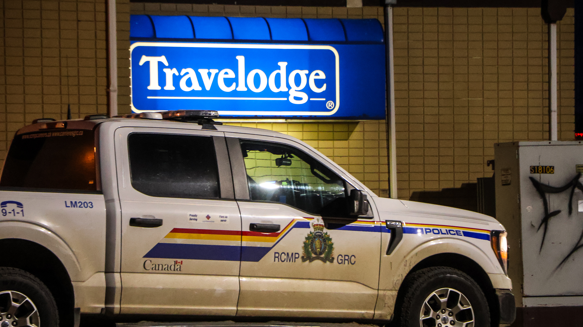 Photos - RCMP locate vehicle involved in Travelodge shooting 1 RCMP Travelodge RCMP EMS Lloyd Fire Rescue June 26 28 3
