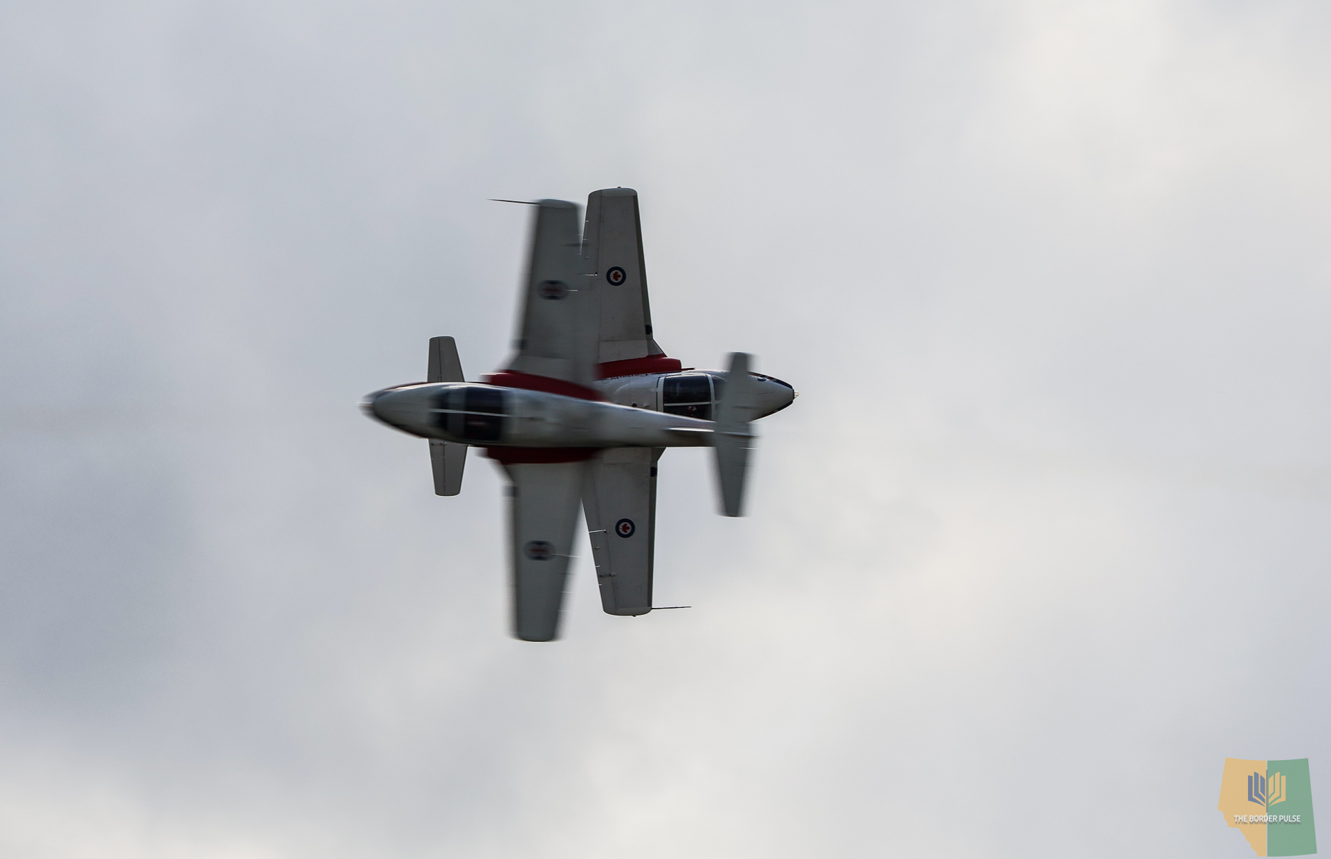A dangerous head-on maneuver by Canadian Forces Snowbirds performing at Cold Lake Airshow