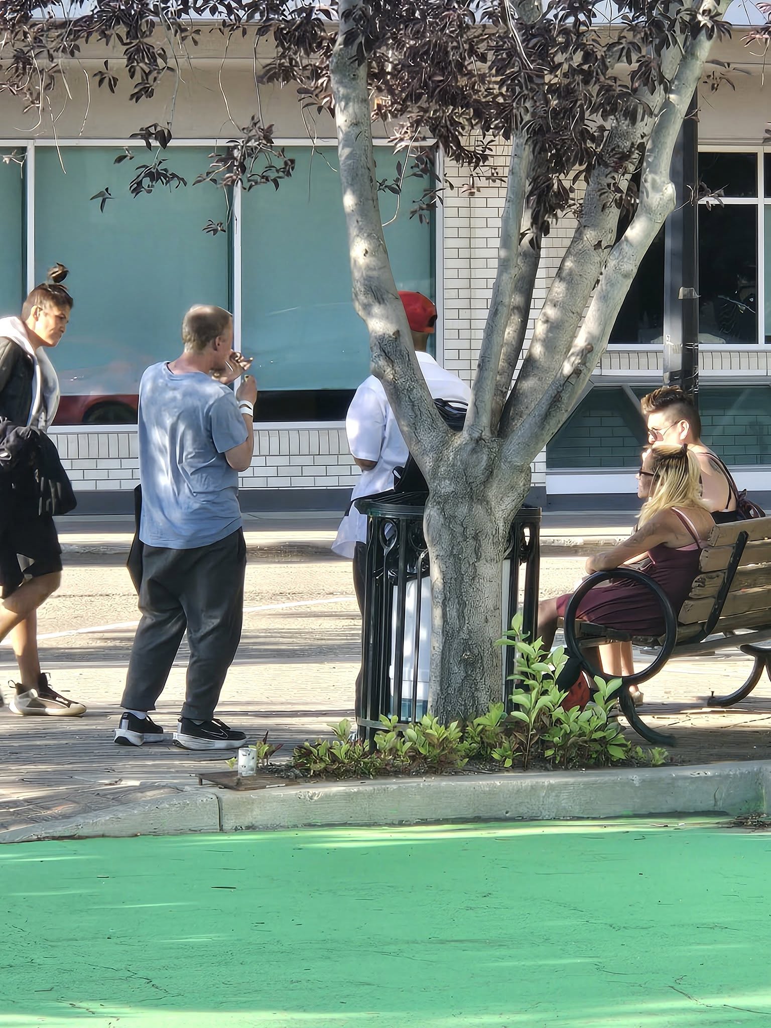A group of individuals gathered in Downtown Lloydminster