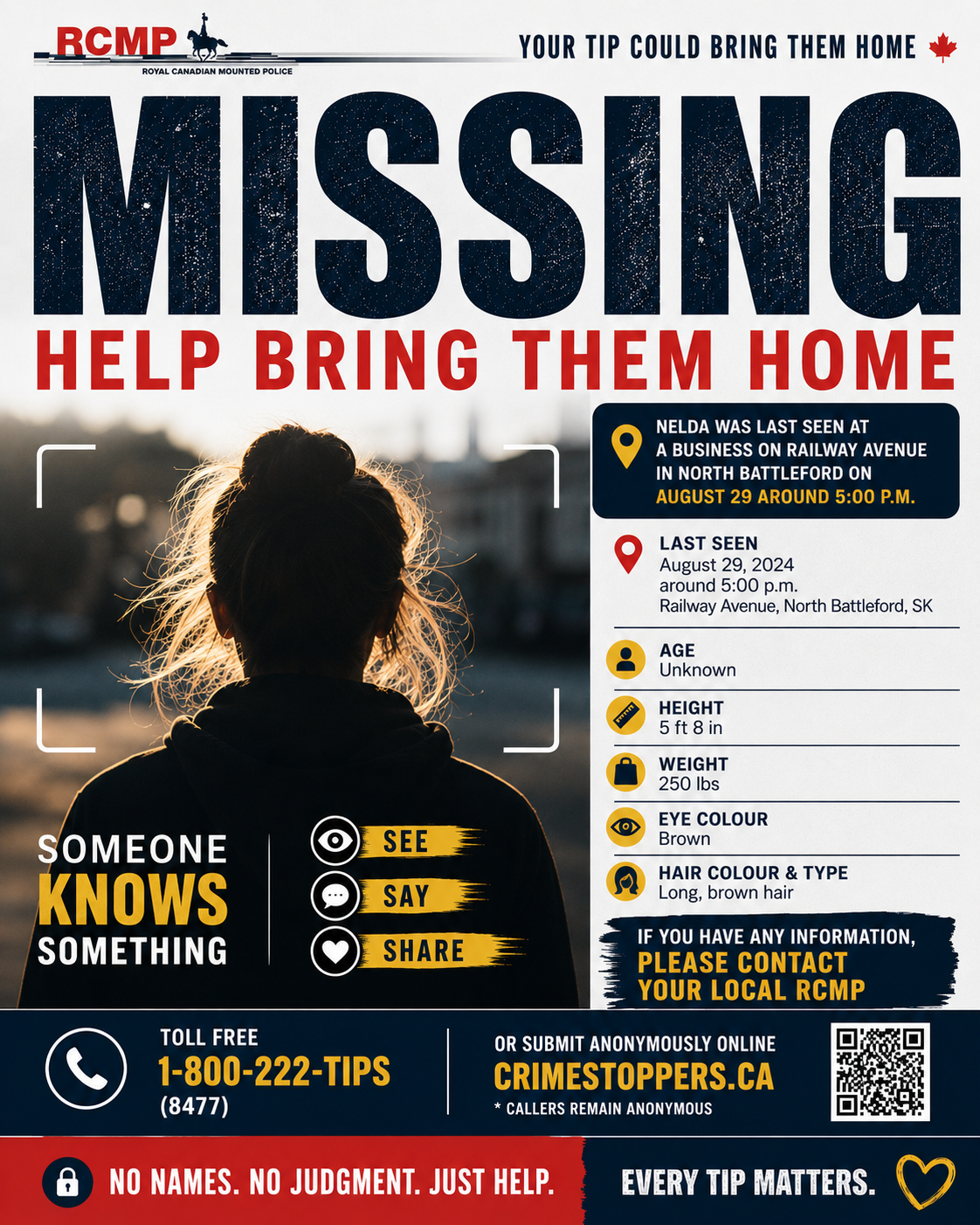 Battlefords RCMP search for missing Paynton woman 1 Missing Person Nelda