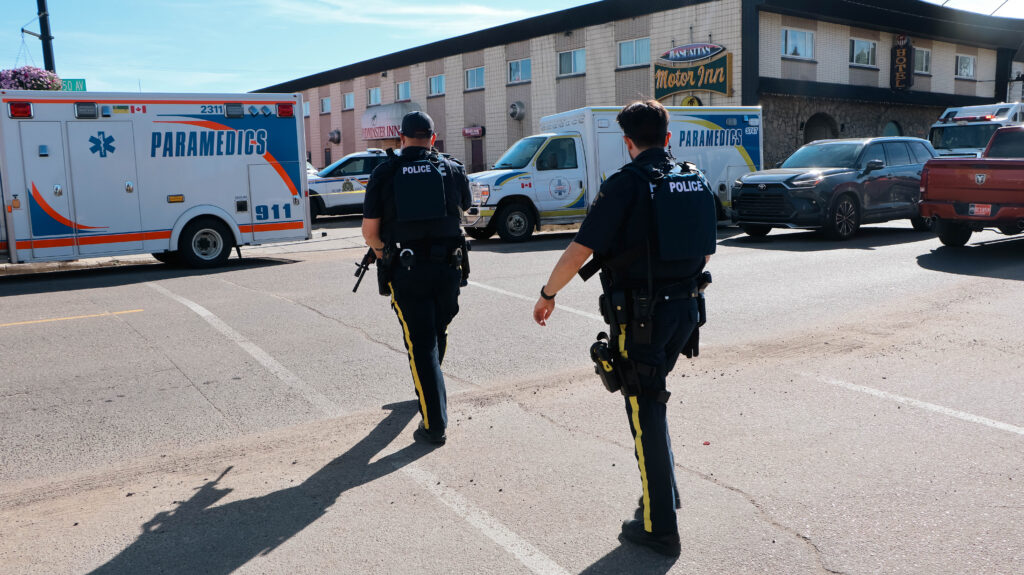 Heavily armed RCMP patrol downtown streets of Lloydminster