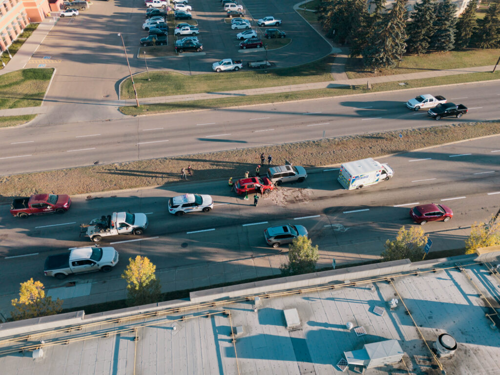 The collision seen from the air.